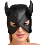 Dungeon Demon Bondage Hood With Horns - Black