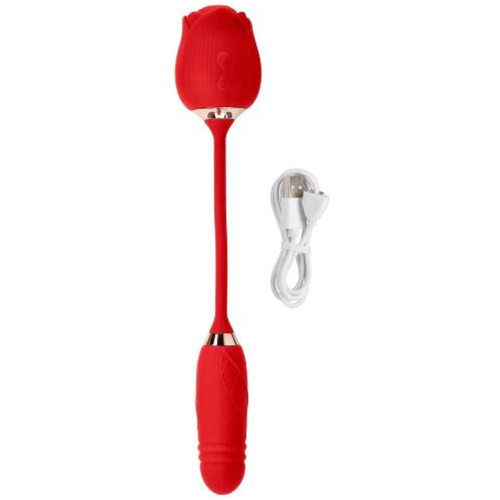 Cloud 9 Rose Plus With Thrusting Pleasure Stem Dual Stimulation - Red
