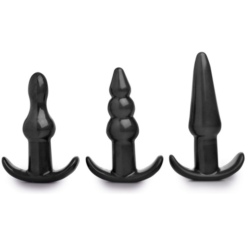4 Piece Vibrating Anal Plug Set - Black