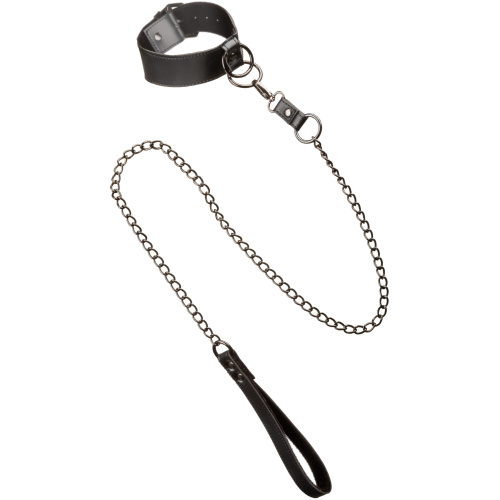 Euphoria Collection Collar With Chain Leash - Black
