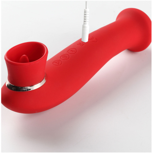 Destiny 15-Function Rechargeable Vibrating - Suction Wand - Cherry Red