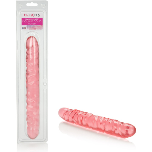 Translucence 12 Inches Veined Double Dong - Pink