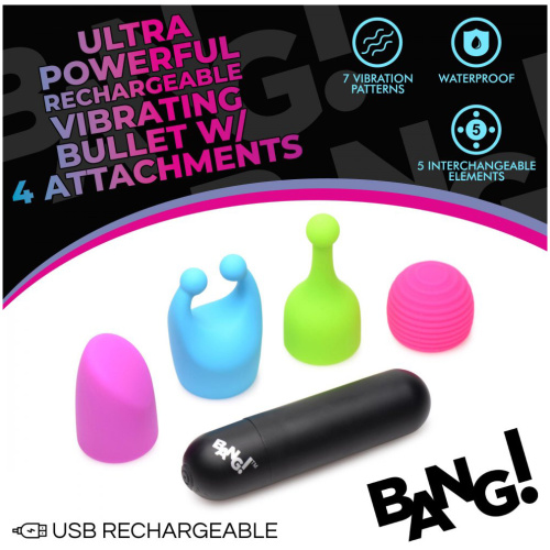 Bang - Rechargeable Bullet With 4 Attachments