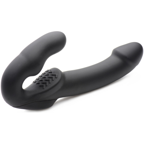 Evoke Rechargeable Vibrating Silicone Strapless Strap on - Black