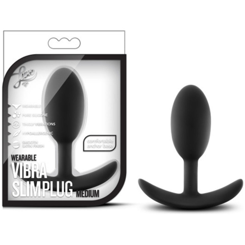 Luxe - Wearable Vibra Slim Plug - Medium - Black