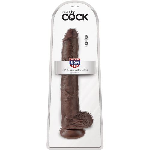 King Cock 14 Inch Cock With Balls - Brown