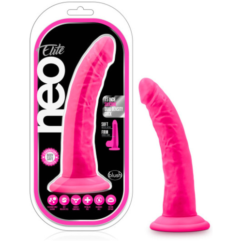 Neo Elite - 7.5 Inch Silicone Dual Density Cock - Neon Pink