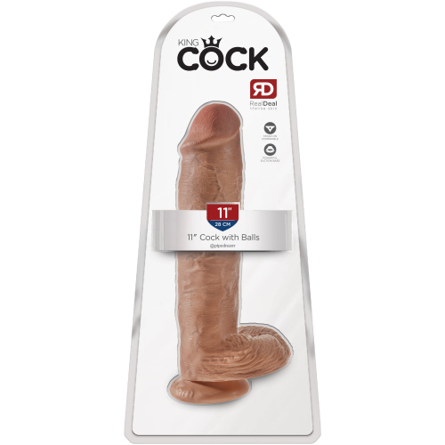 King Cock 11 Inch Cock With Balls - Tan