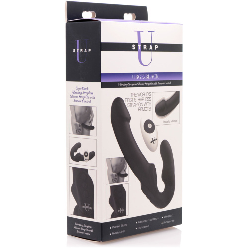 Urge Silicone Strapless Strap on With Remote - Black