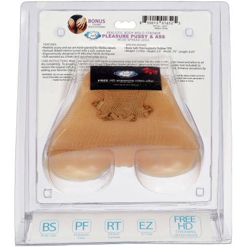 Realistic Body Mold Stroker - Pleasure Pussy and Ass Wide-Spread Legs - Light