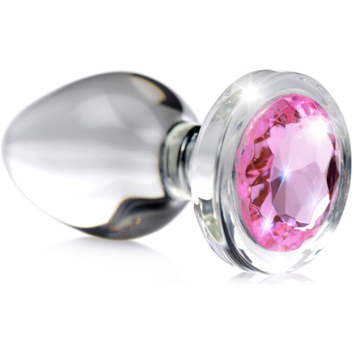 Pink Gem Glass Anal Plug - Medium