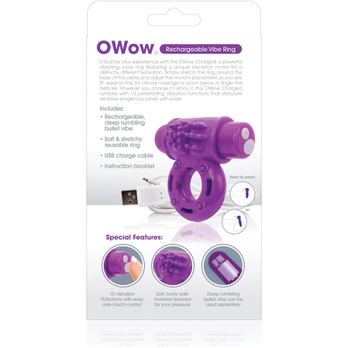 Charged Owow Rechargeable Vibe Ring - Purple