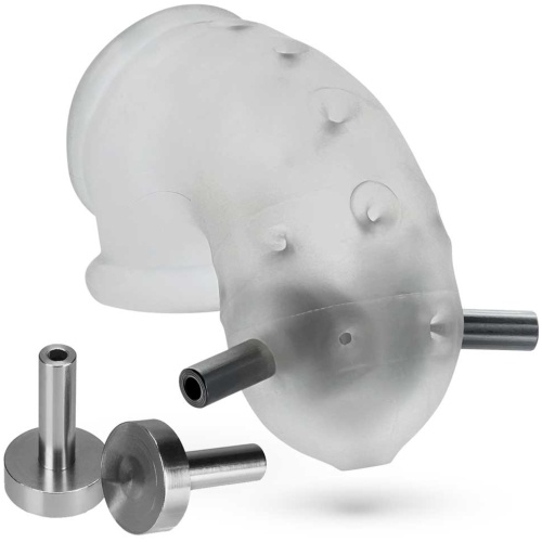 Airlock Electro Air-Lite Vented Chastity With Two 4mm Contacts - Clear Ice