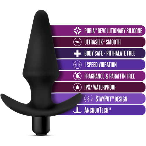 Anal Adventures Platinum - Silicone Vibrating Plug - Black