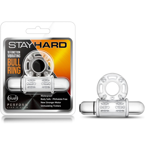 Stay Hard 10 Function Vibrating Bull Ring - Clear