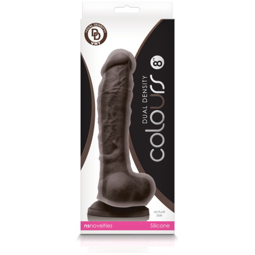 Colours - Dual Density - 8 Inch Dildo - Dark Brown