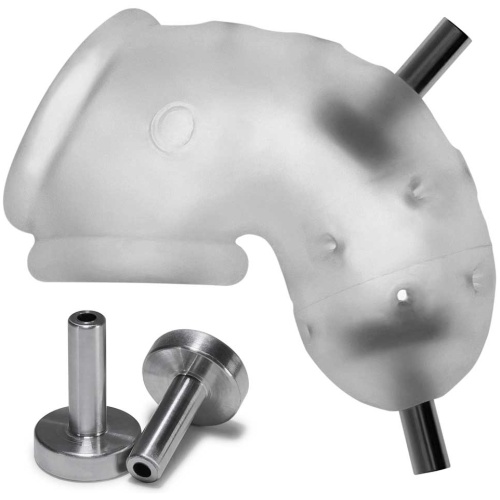 Airlock Electro Air-Lite Vented Chastity With Two 4mm Contacts - Clear Ice