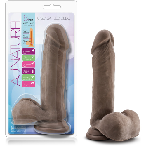 Au Naturel 8 Inch Sensa Feel Dildo - Chocolate