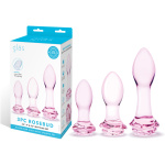 3 Pc Rosebud Butt Plug Set - Pink