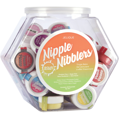 Nipple Nibbler Sour Tingle Balm Assorted - 36 Pc. Bowl - 3g Jar