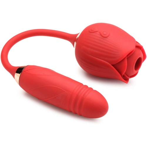 Bloomgasm Romping Rose Suction and Thrusting Vibrator - Red
