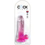 King Cock Clear 7 Inch With Balls - Pink