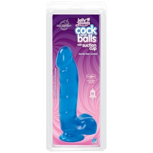 Jelly Jewels - Cock and Balls With Suction Cup - Blue