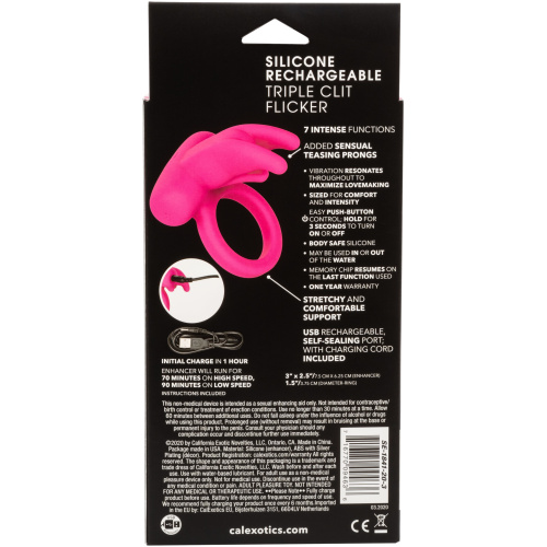 Silicone Rechargeable Triple Clit Flicker