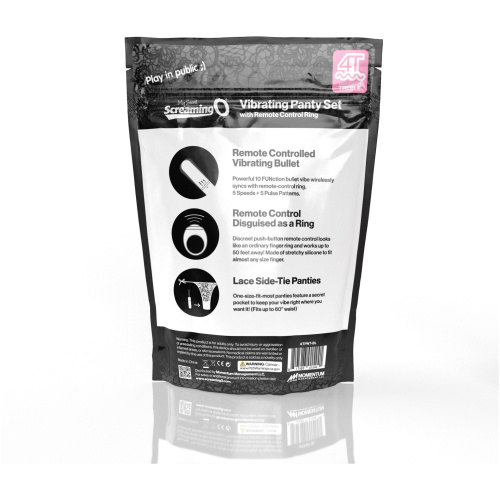 Screaming O 4t - Vibrating Panty Set With Remote  Control Ring - Black