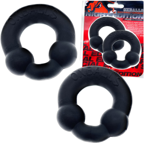 Ultraballs 2- Piece Cockring Set - Night Black