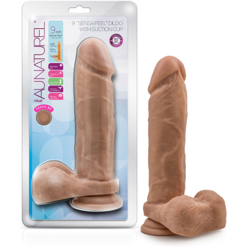 Au Natural - 9 Inch Dildo With Suction Cup - Mocha