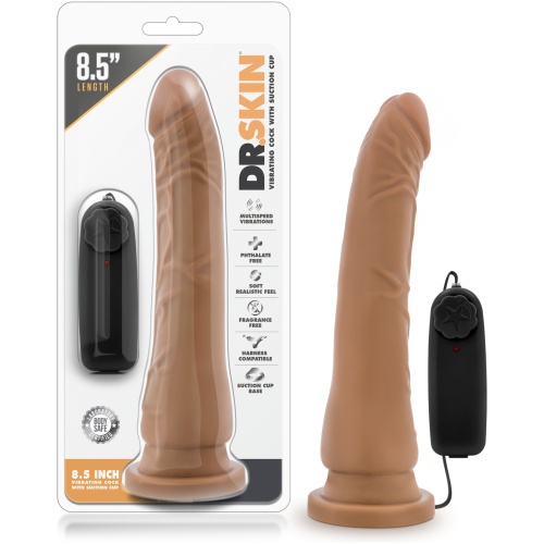 Dr. Skin - 8.5 Inch Vibrating Realistic Cock With Suction Cup - Mocha
