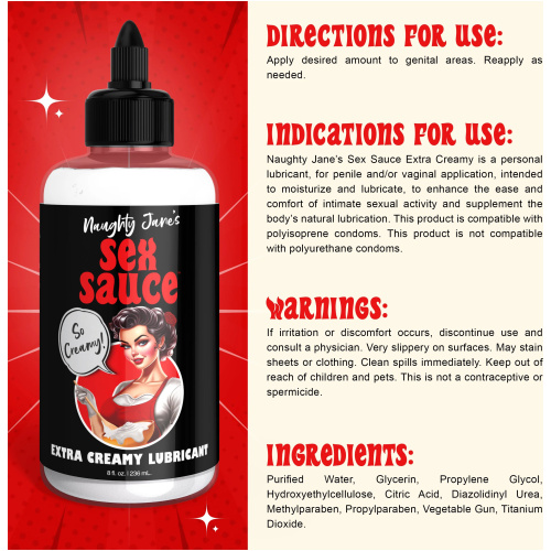 Naughty Jane's Sex Sauce Extra Creamy Lubricant 8 Oz