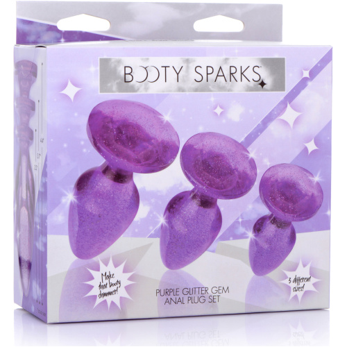 Glitter Gem Anal Plug Set - Purple