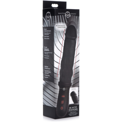 8x Auto Pounder Vibrating and Thrusting Dildo With Handle - Black