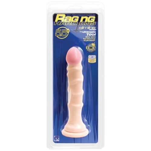 Raging Hard-Ons Slimline With Suction Cup  5.5 Inch Dong - Vanilla
