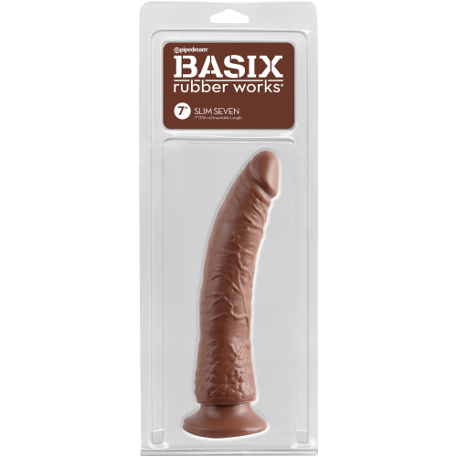 Basix Rubber Works - Slim 7 Inch With Suction Cup - Brown