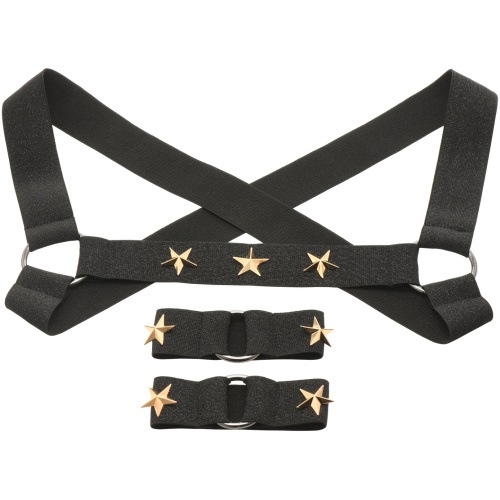 Star Boy Male Chest Harness With Arm Bands - Small/medium - Black