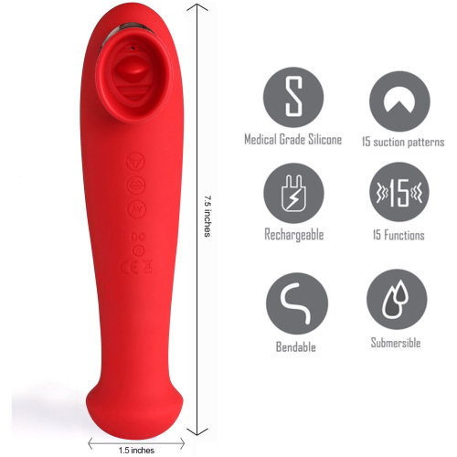 Destiny 15-Function Rechargeable Vibrating - Suction Wand - Cherry Red