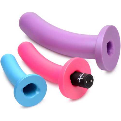 Triple Peg 28x Vibrating Silicone Dildo Set With Remote