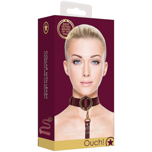 Ouch Halo - Collar With Leash - Burgundy