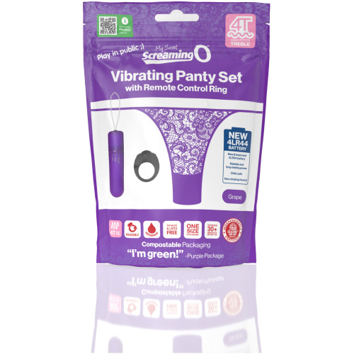 Screaming O 4t - Vibrating Panty Set With Remote Control Ring - Grape