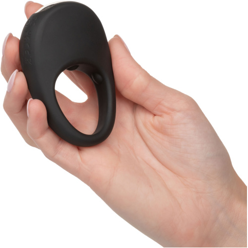 Silicone Rechargeable Pleasure Ring - Black - Black