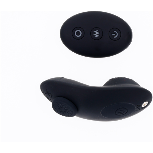 Hidden Pocket Strap on With Remote Control Vibrator - Black