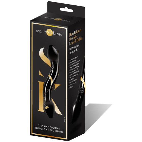 Secret Kisses - 7.5 Inch Handblown Double Ended Dildo - Black