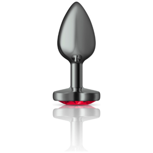 Cheeky Charms-Gunmetal Metal Butt Plug- Heart-Dark Red-Small