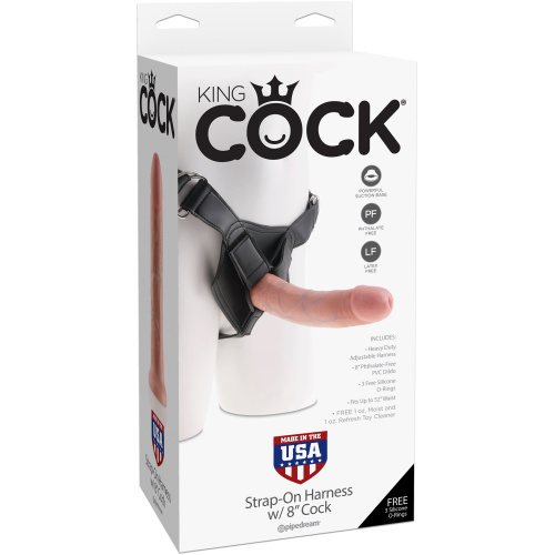 King Cock Strap on Harness With 8 Inch Cock - Flesh