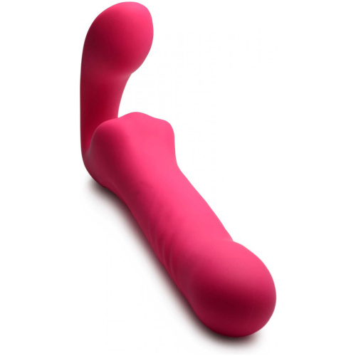 Mighty-Thrust Thrusting and Vibrating Strapless Strap-on With Remote - Pink