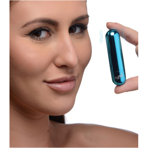 10x Rechargeable Vibrating Metallic Bullet - Blue