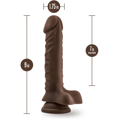 Dr. Skin Plus - 9 Inch Posable Dildo With Balls - Chocolate